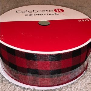 Celebrate it Black Red Christmas Wired Ribbon 75ft